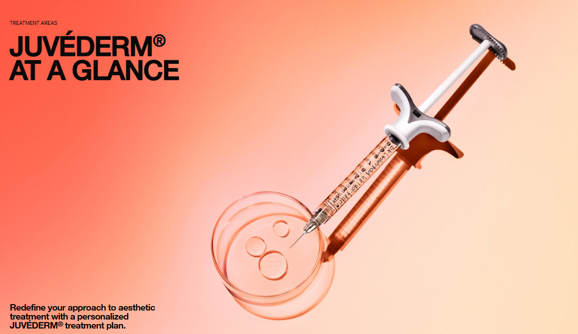 The image depicts a medical-looking injection device against a vibrant orange background, with a text overlay suggesting a personalized treatment plan offered by JUVᅢノDERM.
AI 생성 콘텐츠는 정확하지 않을 수 있습니다.